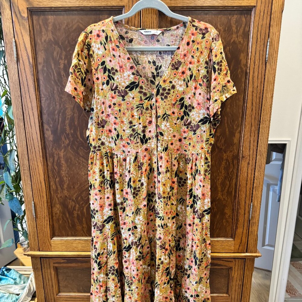 Sonoma Floral Button Front Midi Dress | Short Sleeve | Size XL